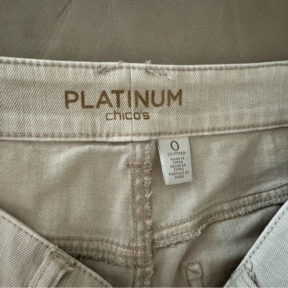 EUC CHICO’S Platinum Denim Boyfriend Jeans Tan - Picture 8 of 17